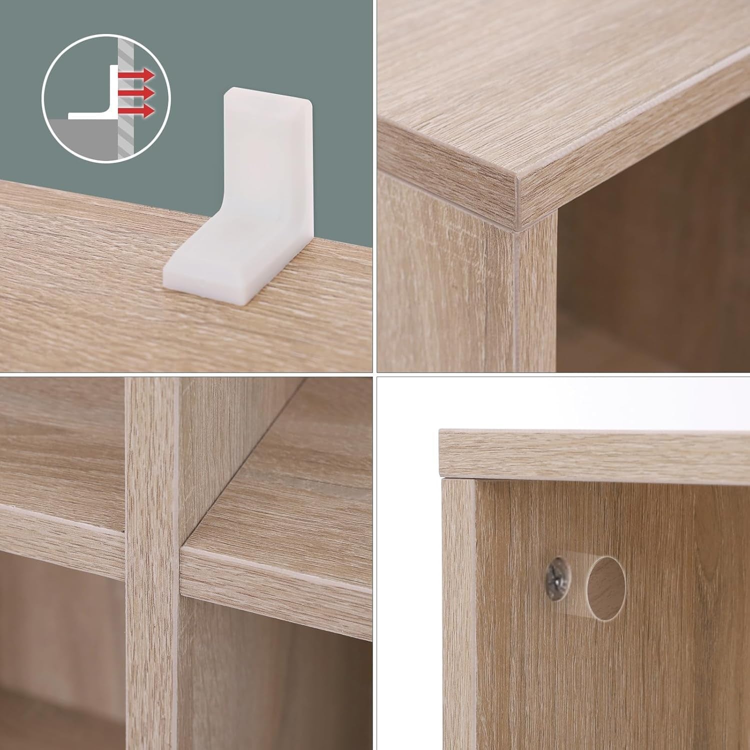 8-Cube Oak Bookcase | Tall Storage Shelf Unit for Living Room Office Bedroom