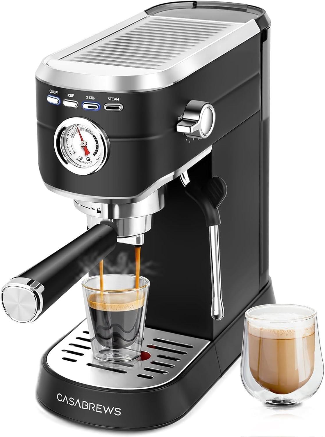 20 Bar Espresso Coffee Machine with Milk Frother 1L Stainless Steel Barista
