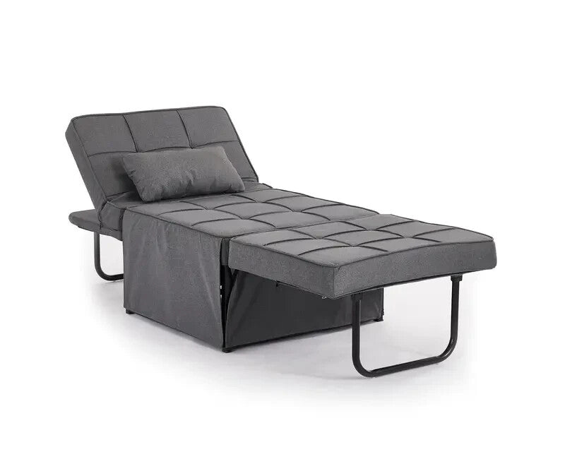 Dark Grey 1 Seater Ottoman Sofa Bed Chair Guest Sleeper Recliner