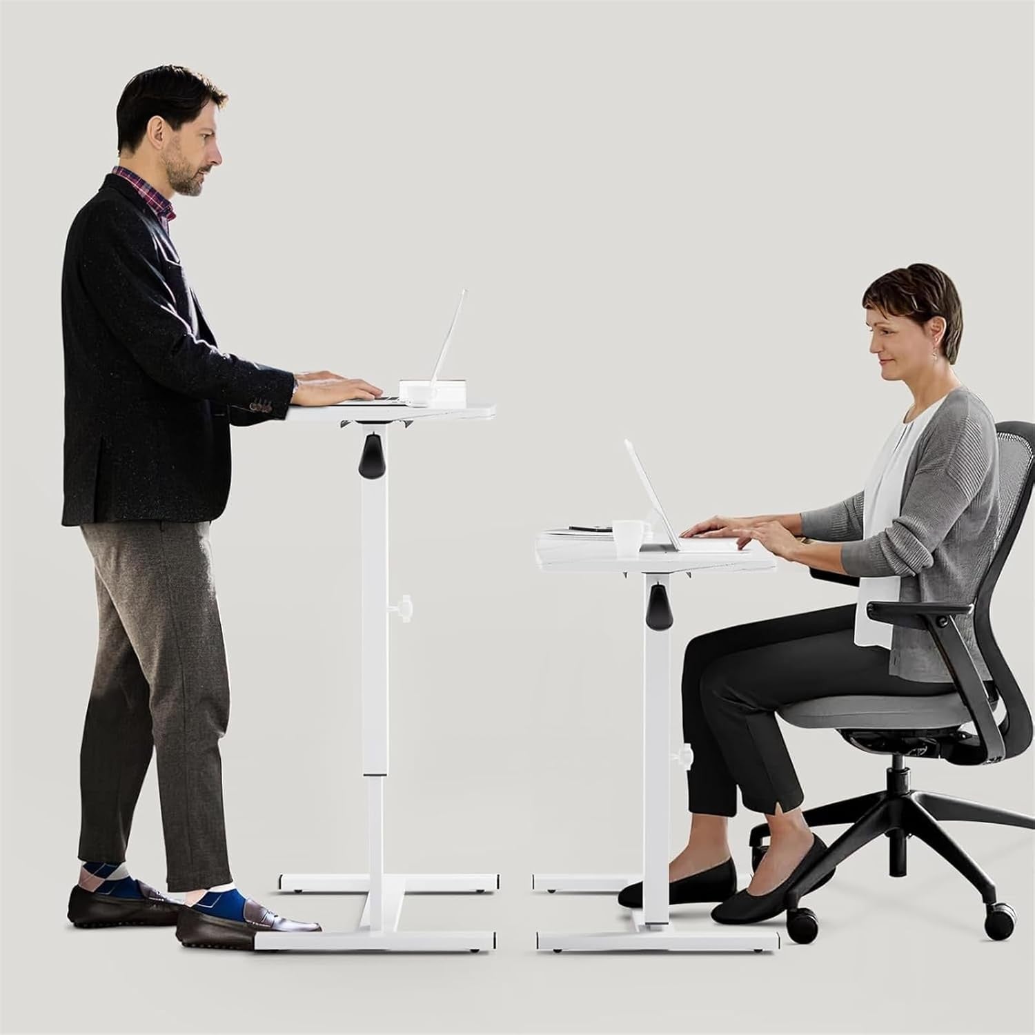 Overbed Table Adjustable Height Laptop Desk C Shaped Rolling Marble 80x40cm