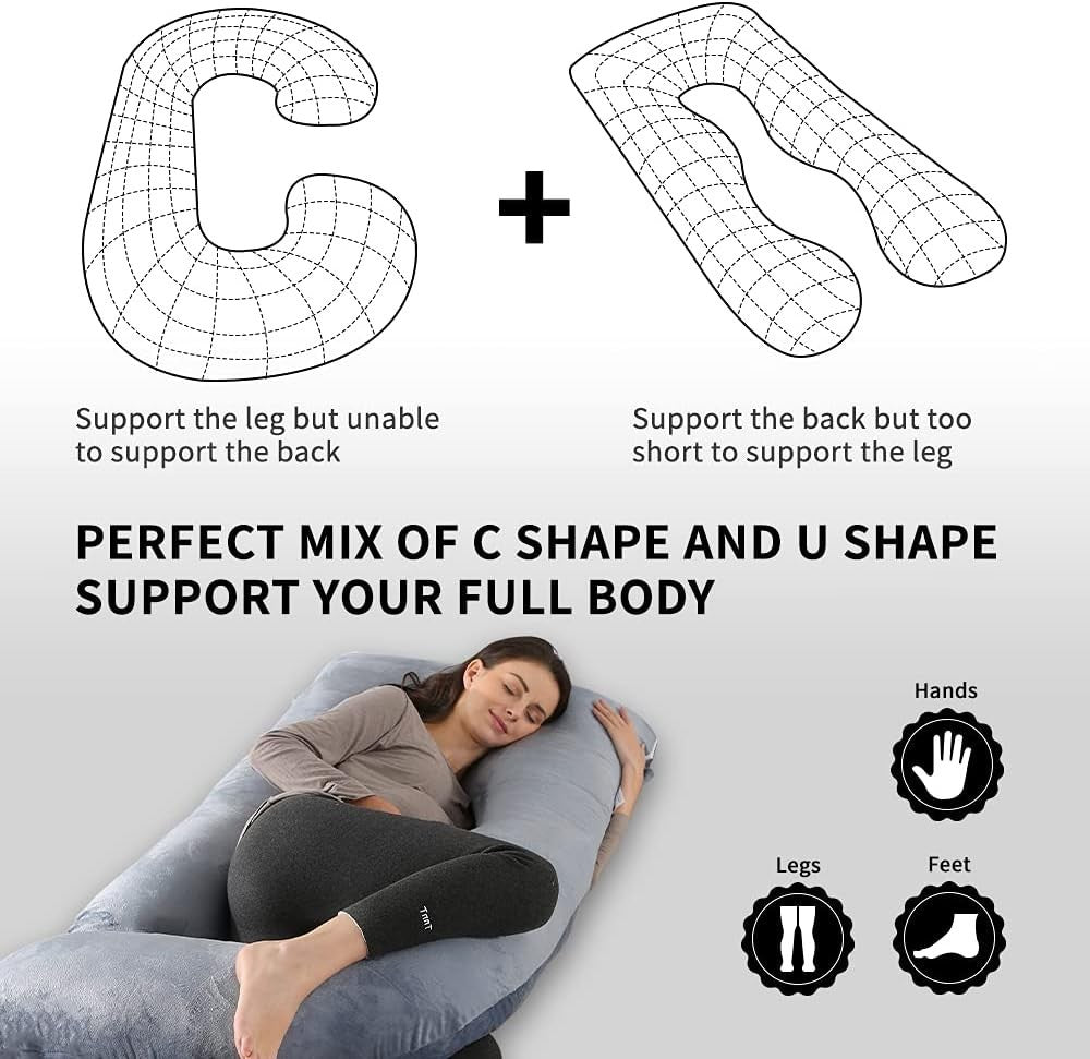 Pregnancy Pillow Full Body Support Maternity Side Sleeper Soft Washable