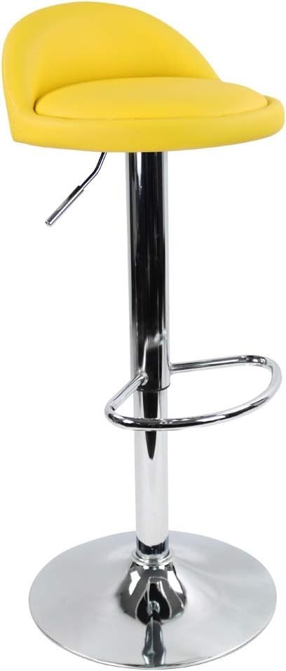 Yellow Round Adjustable Swivel Bar Stool PU Leather Home Kitchen