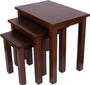 Solid Oak Nesting Coffee Tables Set of 3 Brown Wood End Side Lamp Space Saver