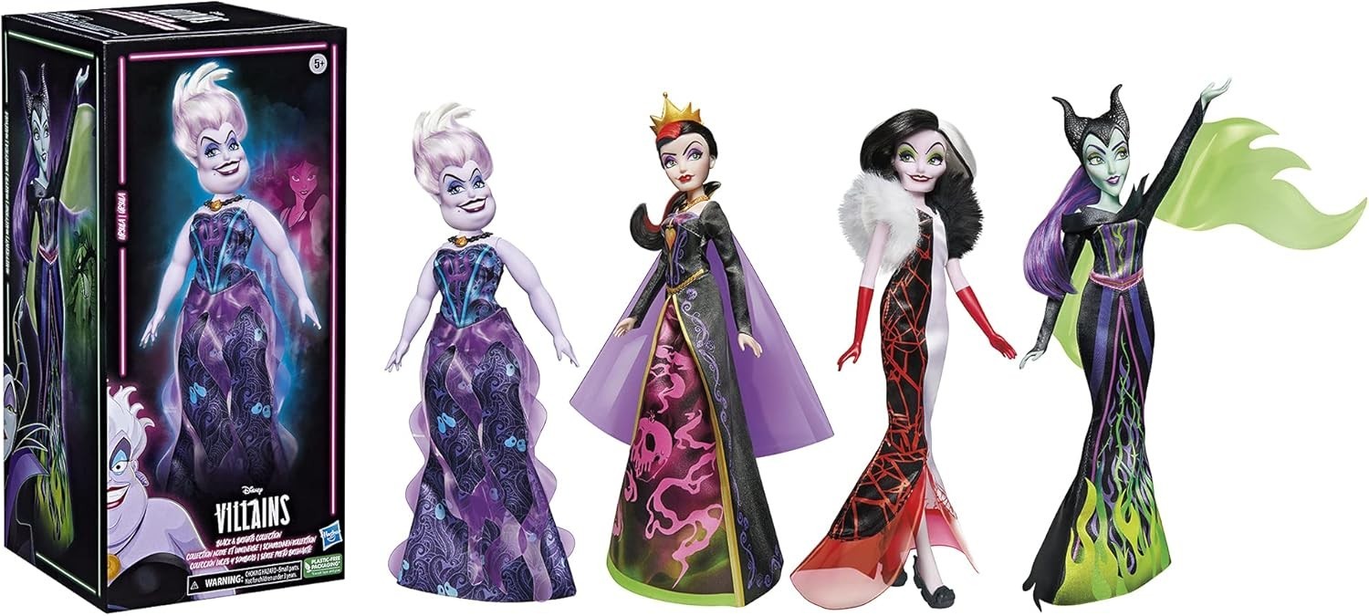 Villain Fashion Doll 4 Pack Black Bright Outfits Collectible Set