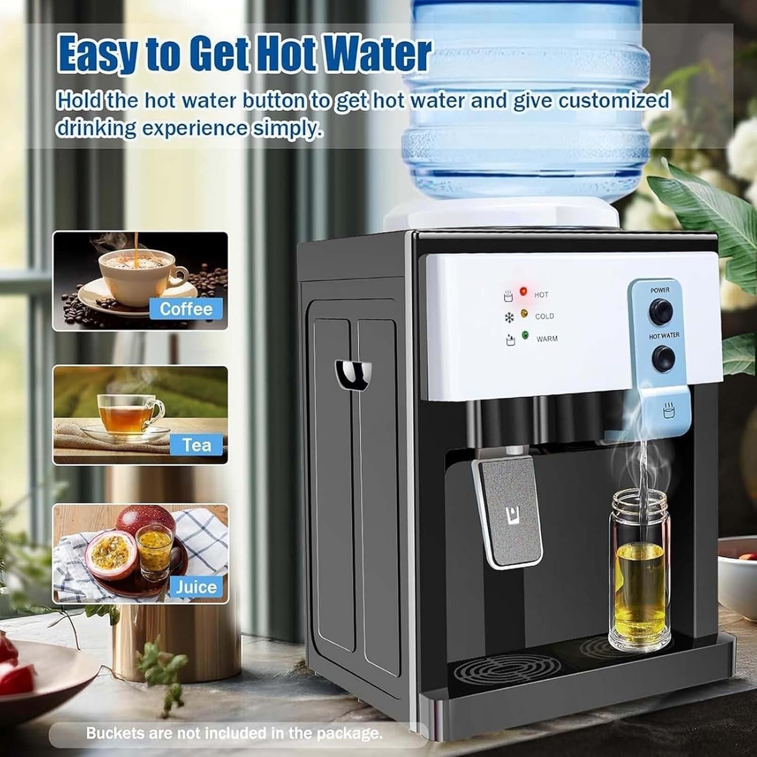 Top Loading Water Cooler Hot Cold Countertop Dispenser 3 Temperature Settings