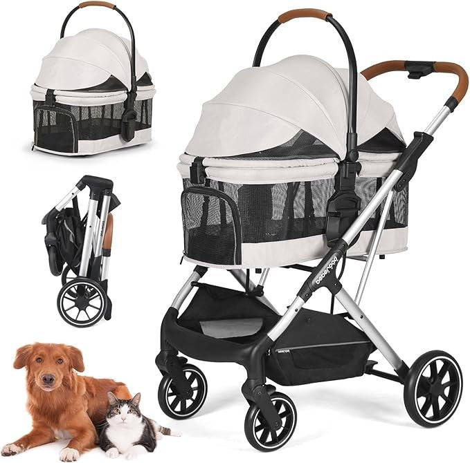 Luxury 3 in 1 Pet Stroller Dog Pram Folding Pushchair Detachable Carrier