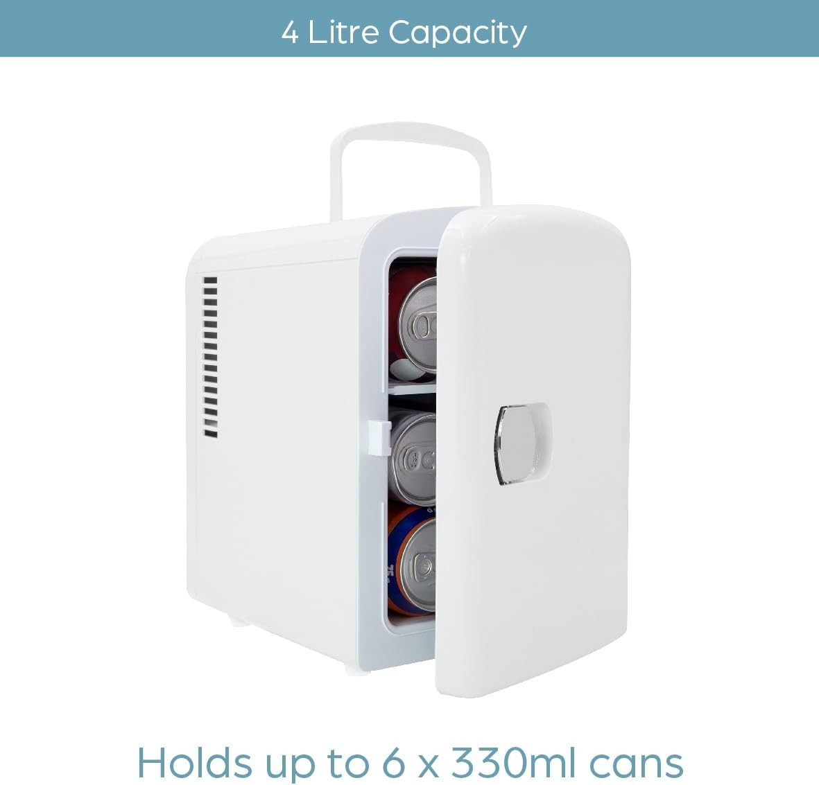 4L Mini Fridge Portable Countertop Cooler & Warmer White Compact