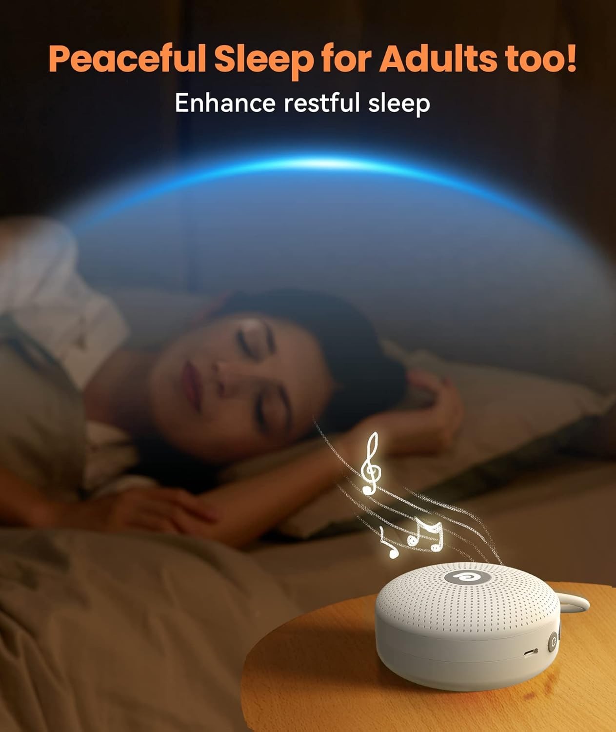 Portable White Noise Machine Baby Sleep Aid Rechargeable 21 Sounds