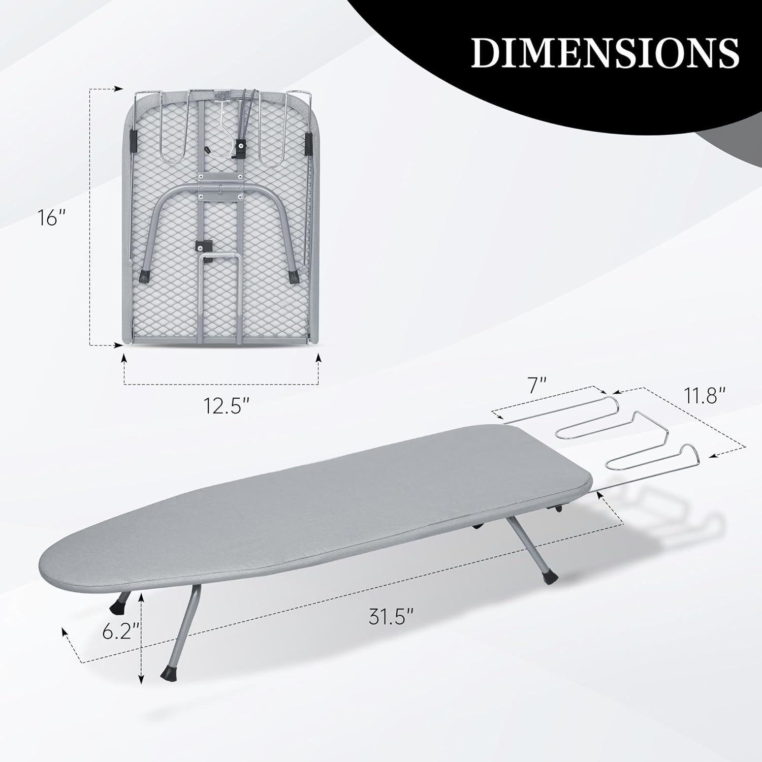 Small Tabletop Ironing Board Heat Reflective Foldable with Iron Rest