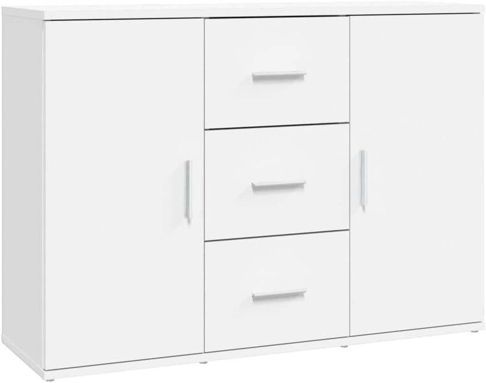 Modern White Sideboard Cabinet 2 Doors 3 Drawers Storage Buffet Table