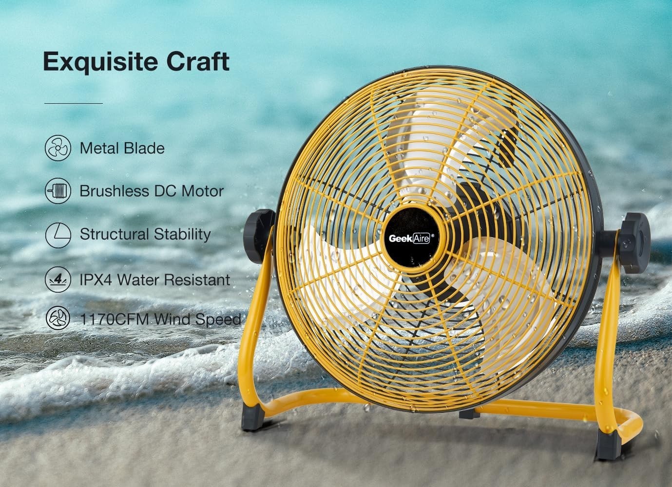 12" Rechargeable Floor Fan – 3-Speed Portable Metal Cooling Fan for Camp & House