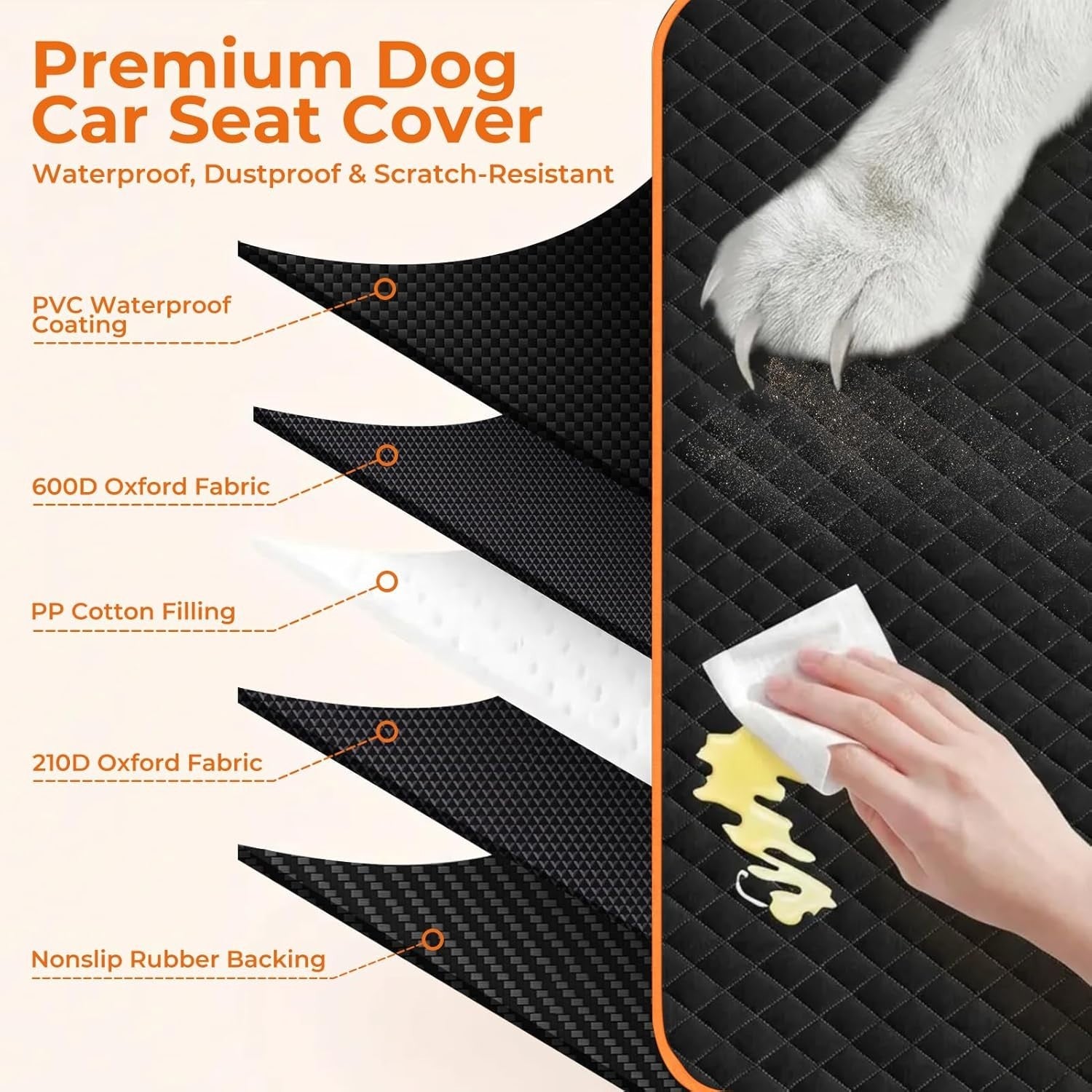 Waterproof Dog Car Seat Cover Hammock Back Seat Protector SUV Truck