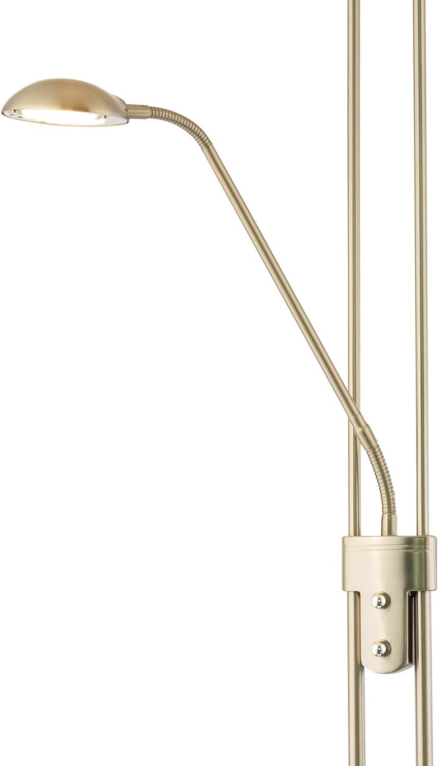 Satin Nickel Mother Child Floor Lamp Dimmable LED Reading Light