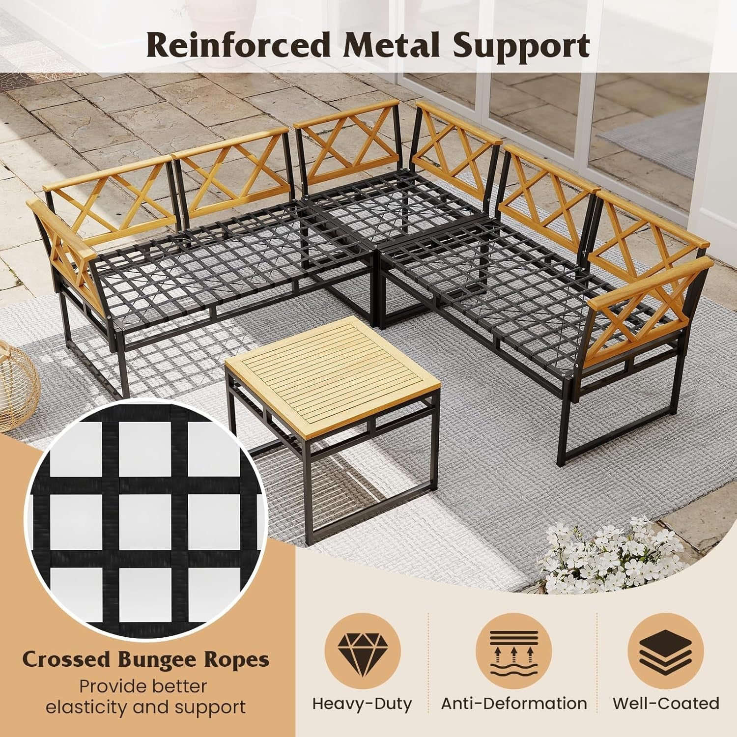 5 Seater Garden Corner Sofa Set w/ Coffee Table Patio Outdoor Furniture