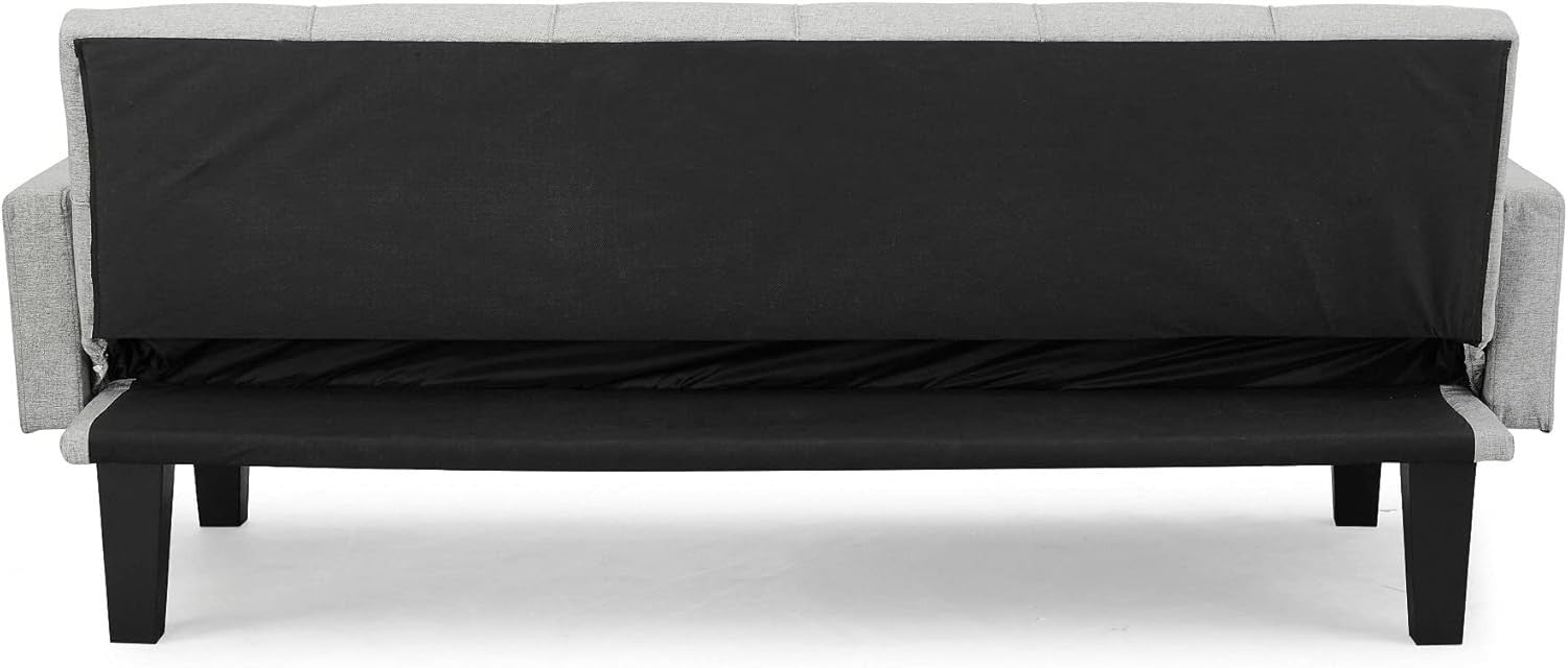 3 Seater Sofa Bed Light Grey Tufted Recliner Clic Clac Guest Sleeper Couch