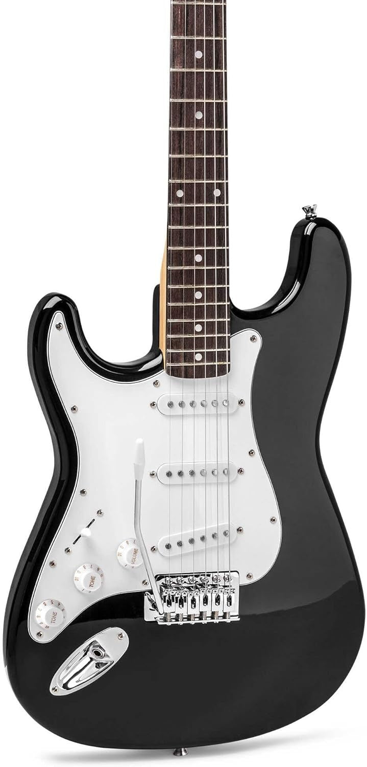 Left Handed Electric Guitar Starter Kit 40W Amp Full Size Black