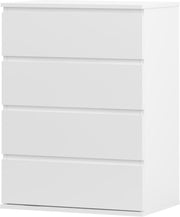 Modern White 4-Drawer Chest Organizer | Sleek No Handle Tall Dresser Unit