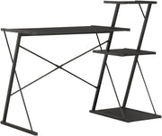 Z-Shaped Computer Desk with Shelves 116x50x93cm – Black Home Office Workstation