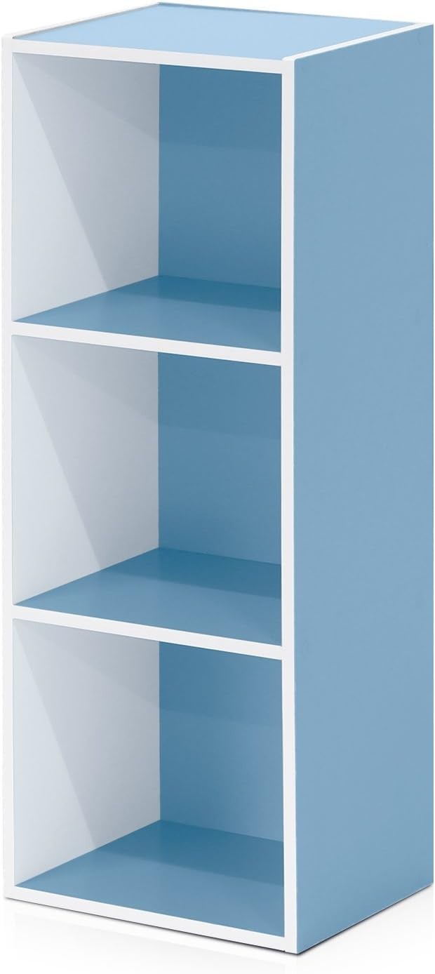 3 Cube Wooden Bookcase Small Storage Shelf Compact Organizer Bookshelf Blue