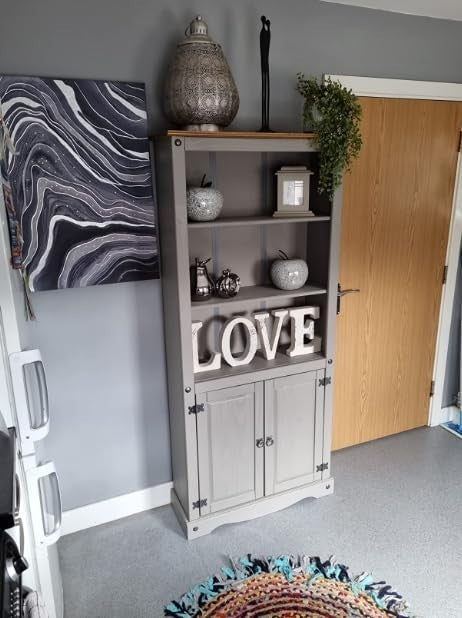 Grey Tall Kitchen Cupboard 180cm Pantry Storage Cabinet 2-Door Sideboard
