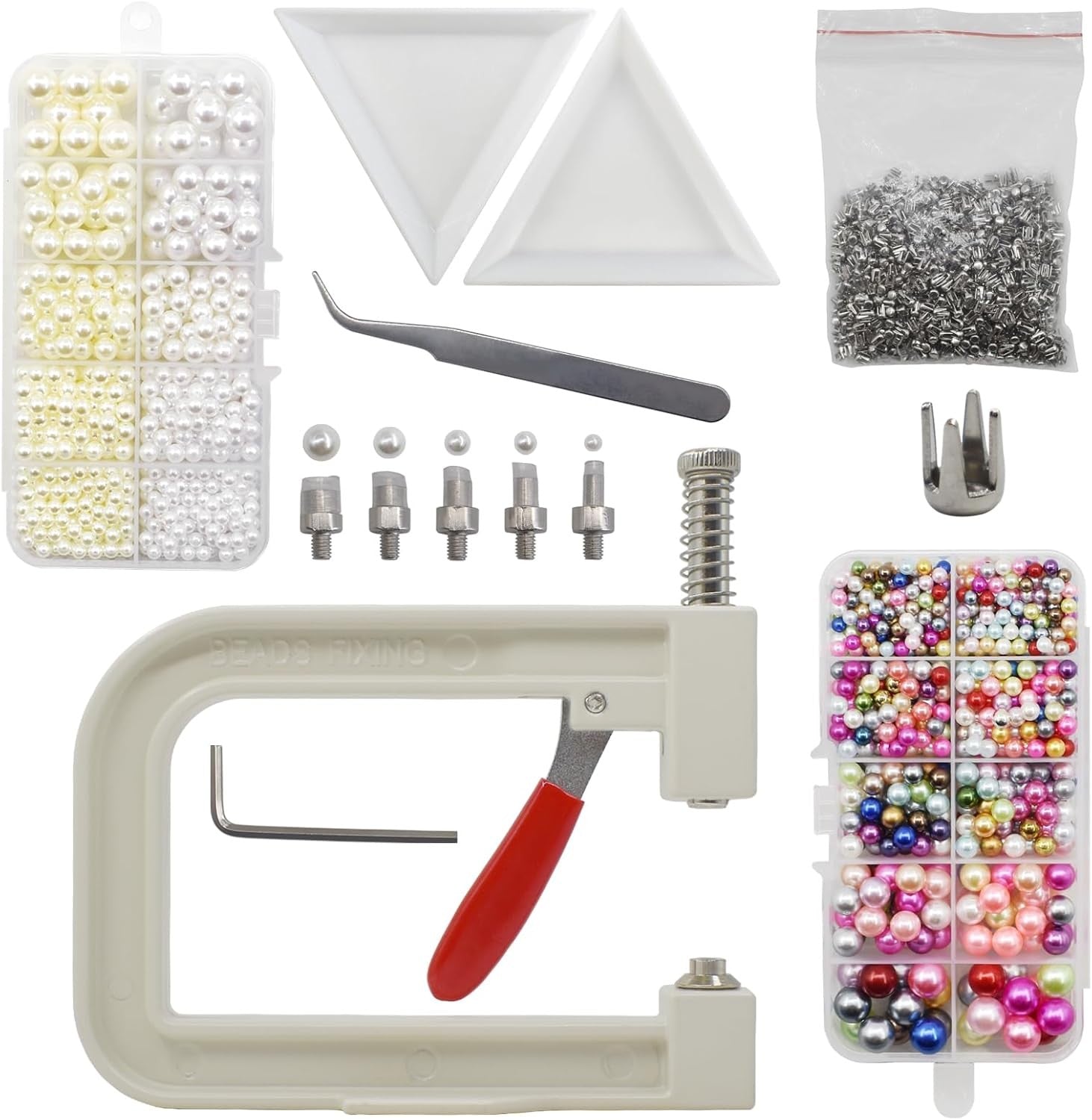 Pearl Setting Hand Press Machine Bead Rivet Stud Tool Kit DIY Crafts