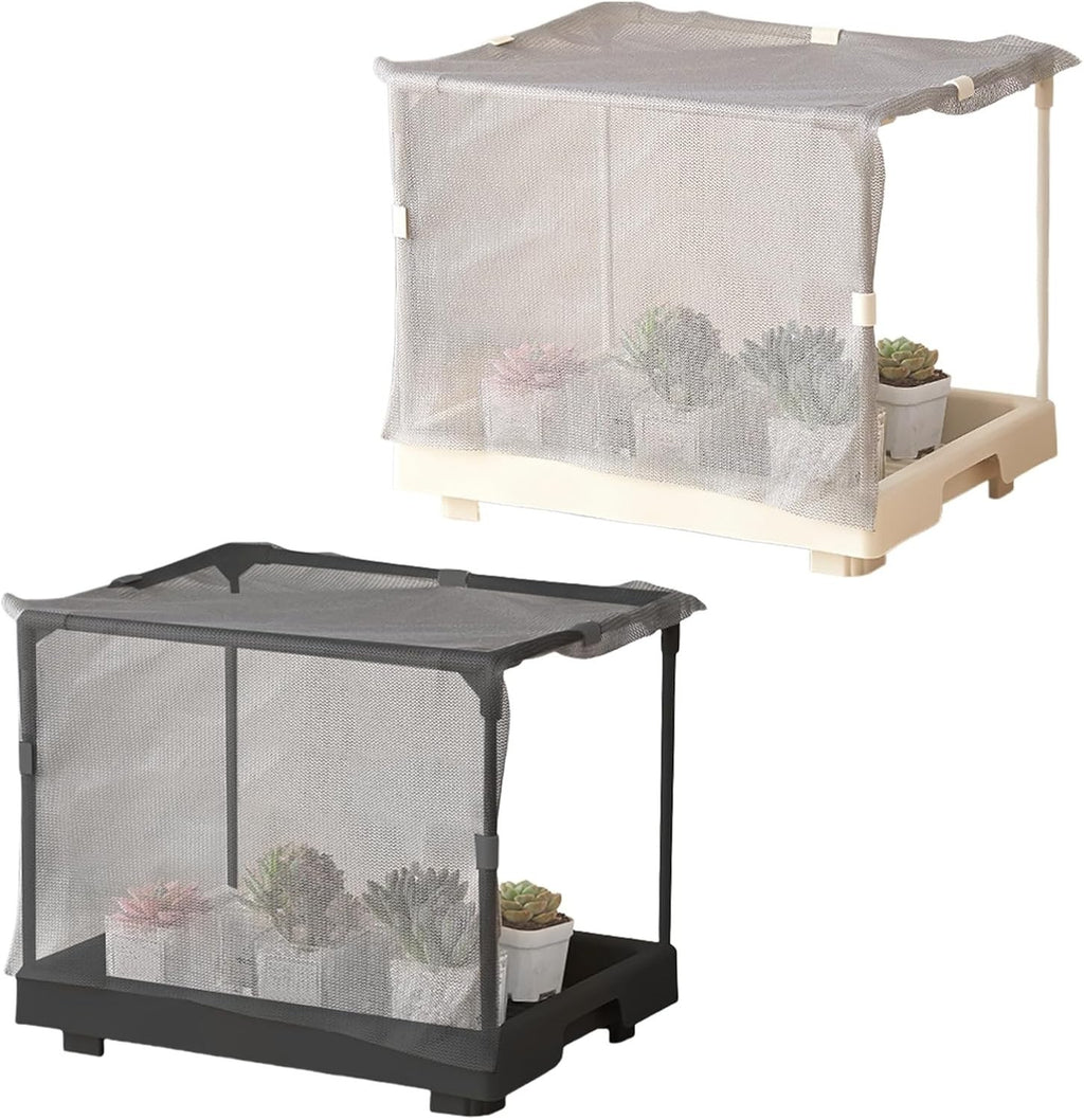 Compact Indoor Mini Greenhouse Raised Plant Shelter Mesh Cover Rack 36x33x7cm