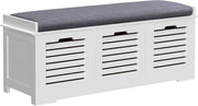 Grey Shoe Storage Bench with Cushion & 3 Drawers – Modern Hallway Unit