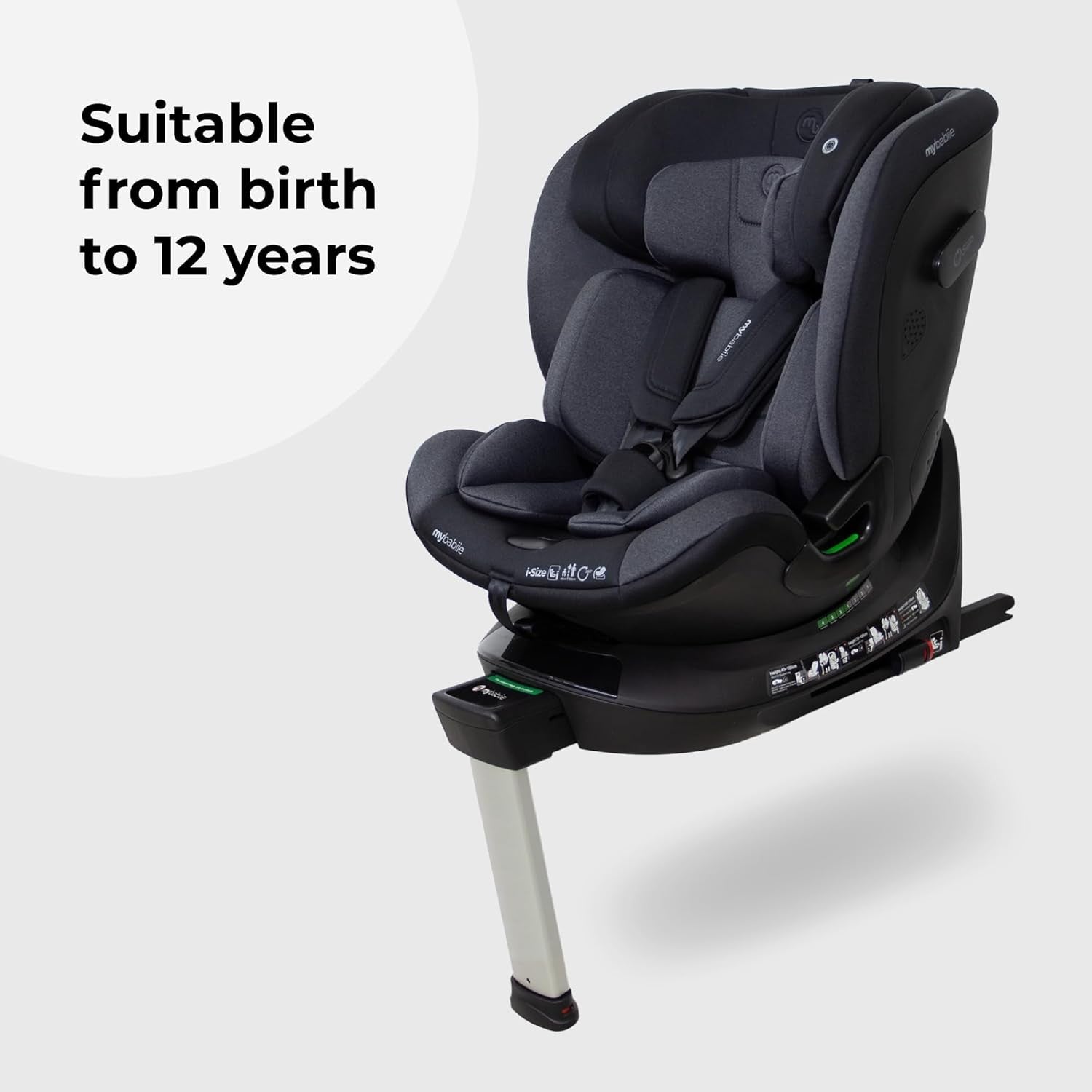 360° Rotating i-Size Baby Car Seat ISOFIX R129 Birth–12Y Support Leg