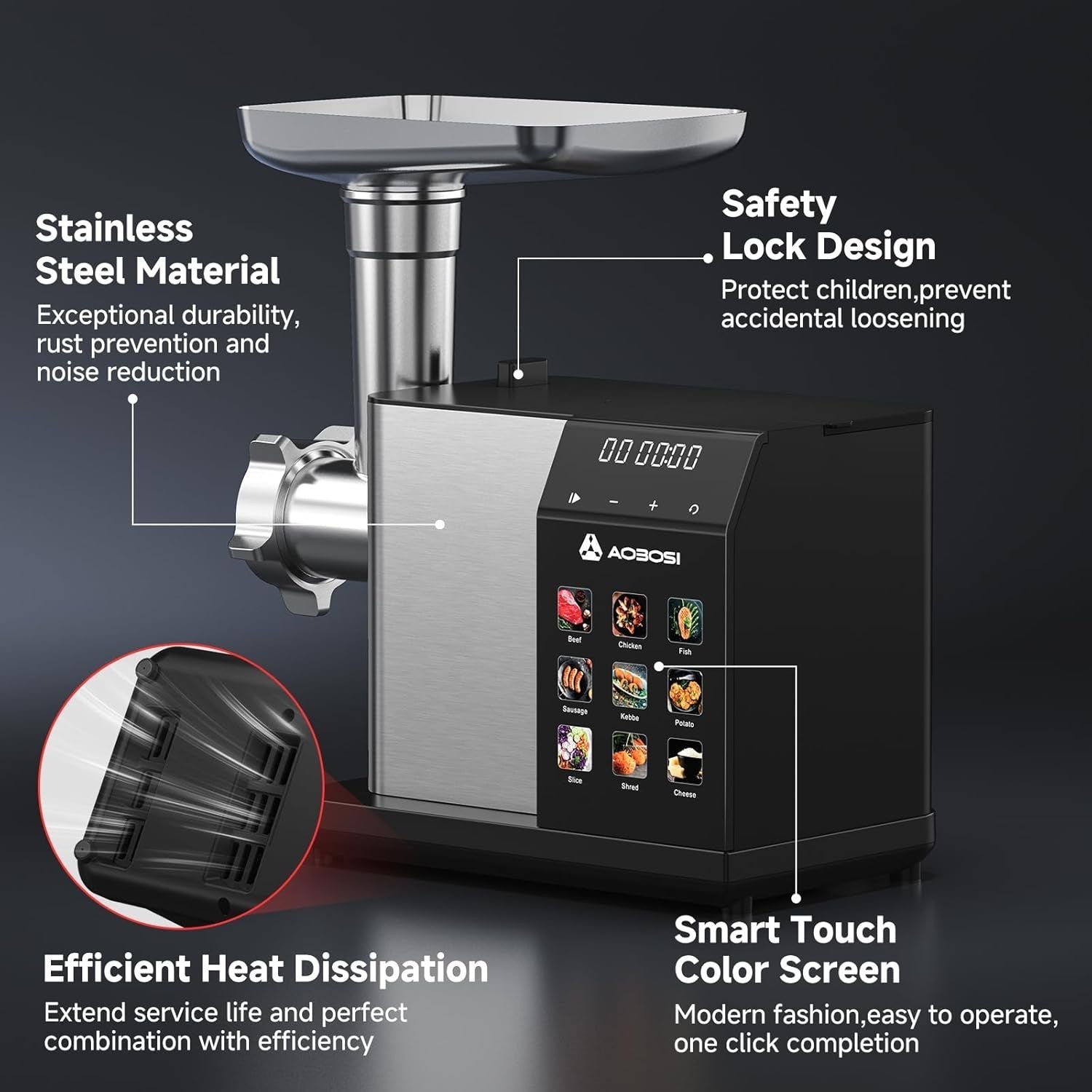 3000W Electric Meat Grinder 9 Speed Food Processor Sausage Maker