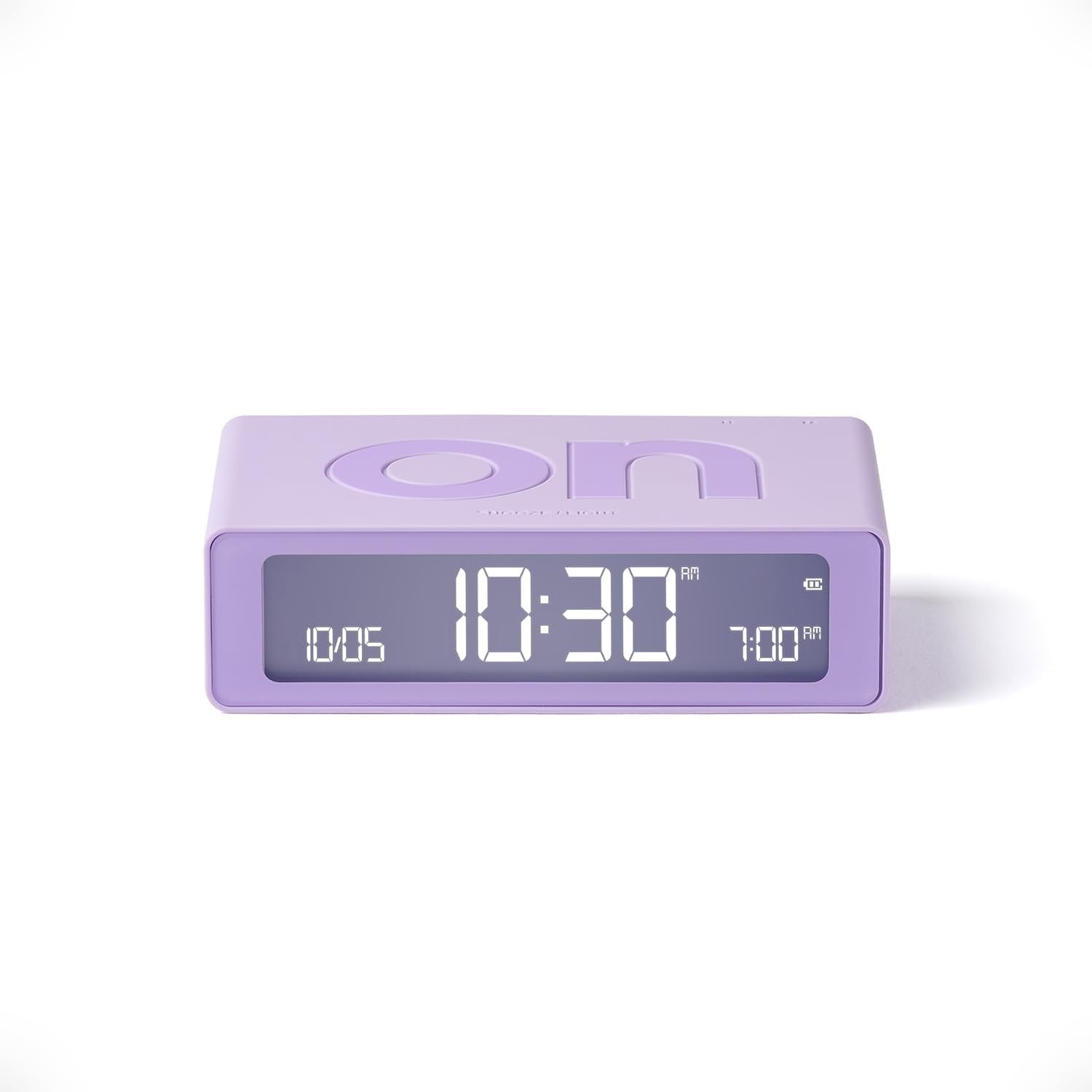 Mini Digital Alarm Clock LED Flip On Off Rechargeable Bedside Light Lilac
