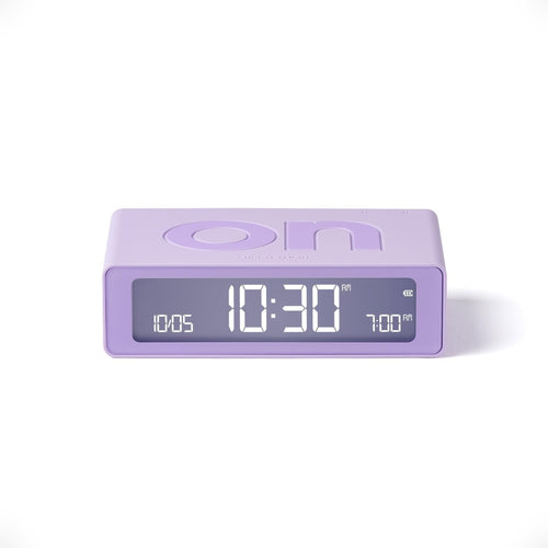 Mini Digital Alarm Clock LED Flip On Off Rechargeable Bedside Light Lilac
