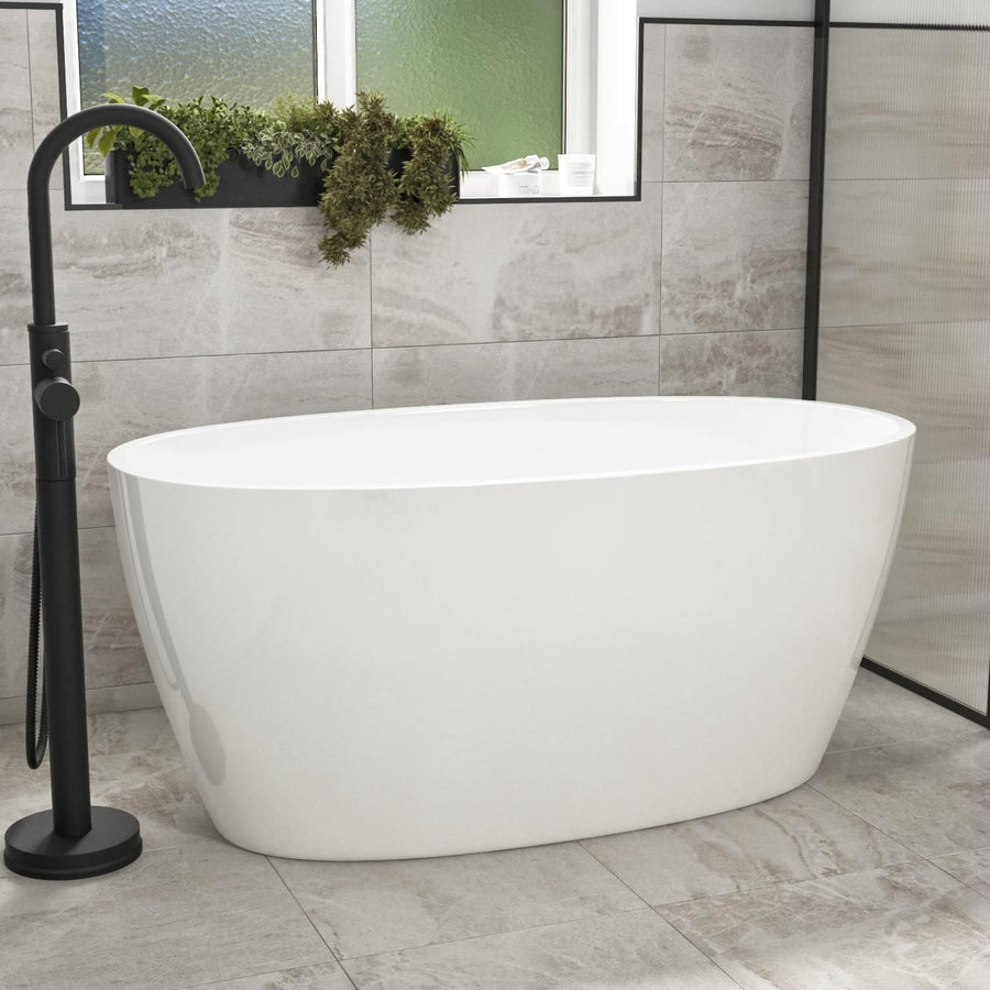 1300x715mm Small Freestanding Double Ended Bath White Acrylic Oval Tub