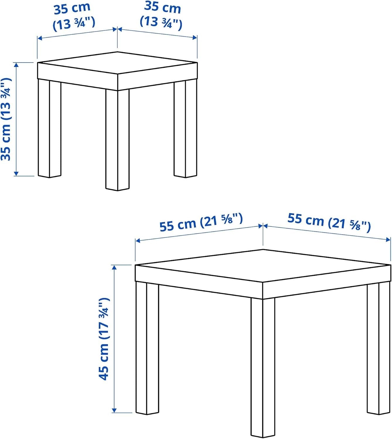 White Square Wood End Side Table Nightstand Coffee Table $\mathbf{55\times55\tim