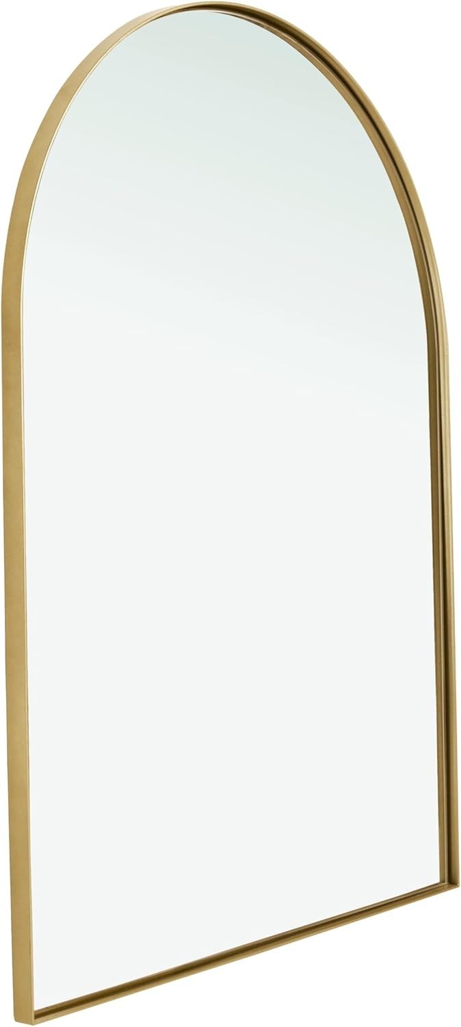 Gold Arched Wall Mirror 70x50cm Metal Frame Bathroom & Living Room