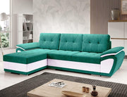 L Shape Corner Sofa Bed with Storage, Modern Convertible Sleeper, Turquoise