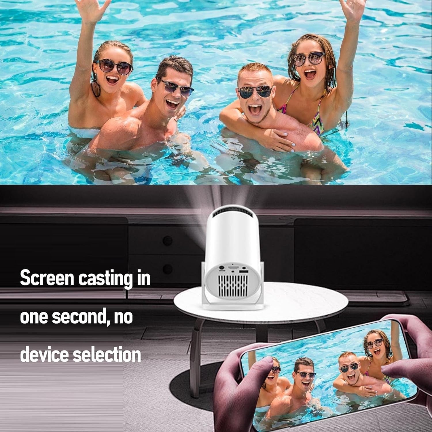 Mini Smart Projector WiFi Bluetooth Portable Built-In Speaker 240°