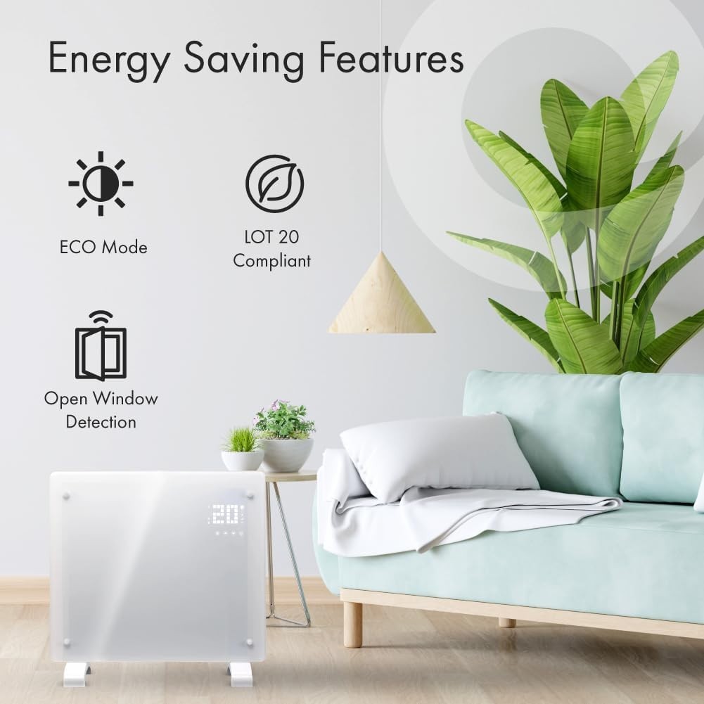 500W Smart Electric Panel Heater WiFi Alexa Wall Mounted Low Energy Timer