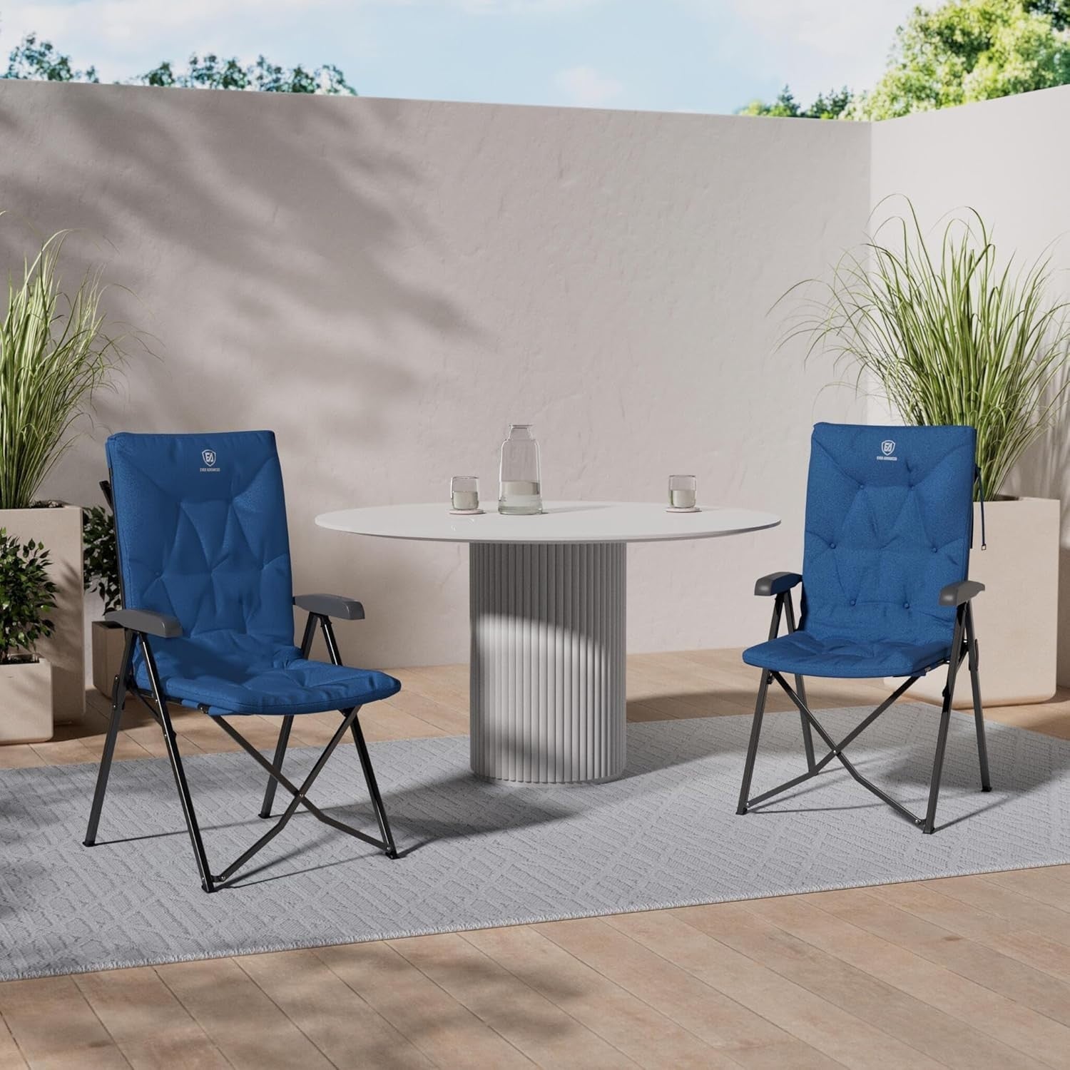Heavy Duty Folding Camping Chairs 2 Pack | High Back, Adjustable Recliner