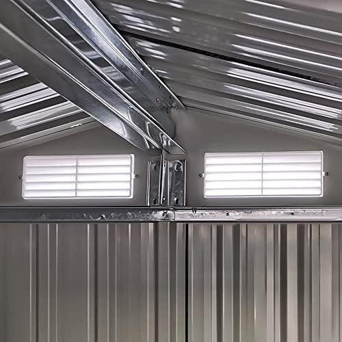 Metal Garden Shed 5x4ft Sliding Door Tool Storage House Grey