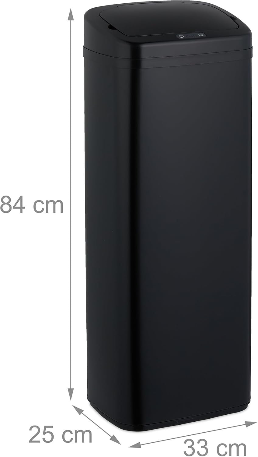 50L Touchless Kitchen Bin Sensor Automatic Lid Black Steel