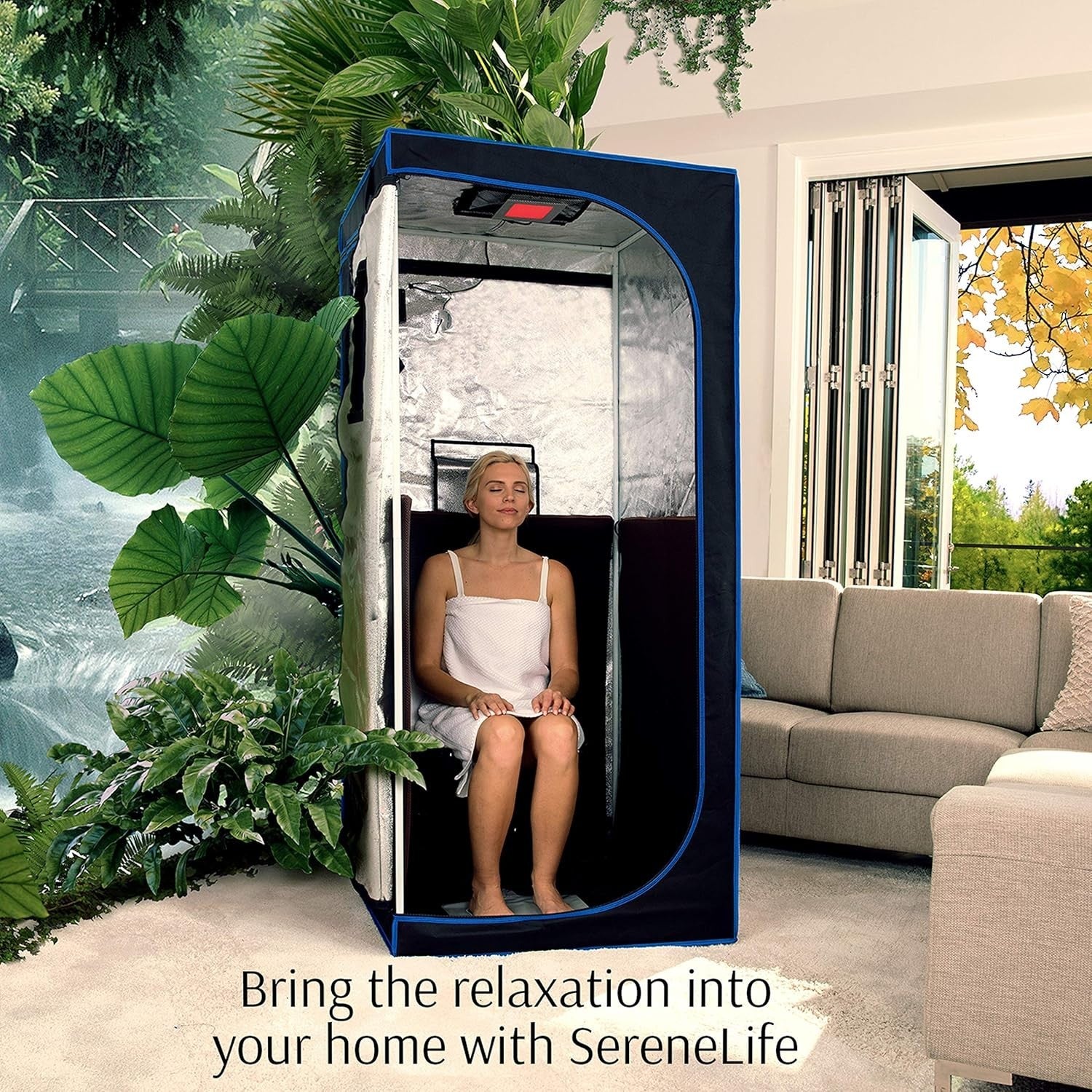 Portable Infrared Home Sauna Tent – One-Person Steam Sauna with Chair & Foot Pad