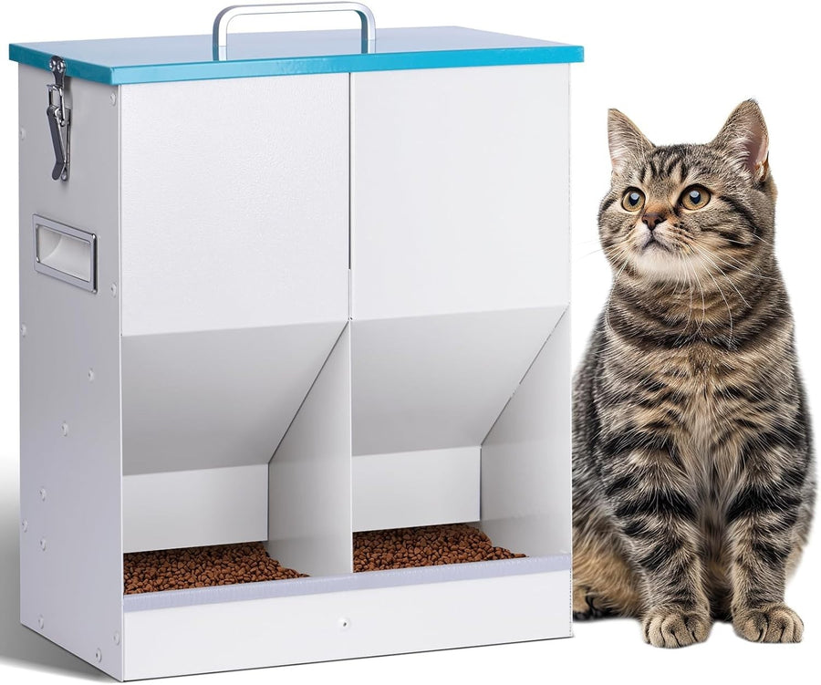 10L Automatic Pet Feeder for 2 Cats Dual Hopper Gravity Food Dispenser
