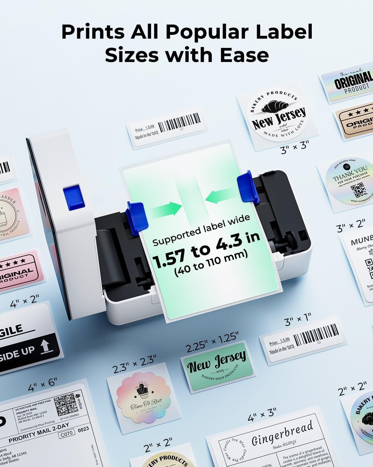 Bluetooth Shipping Printer 4x6 Thermal Wireless USB