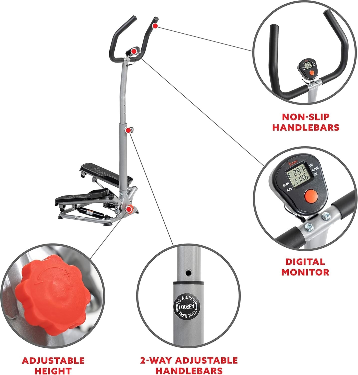 Row-N-Ride Squat Assist Trainer + Twister Stepper Combo LCD Full Body Set