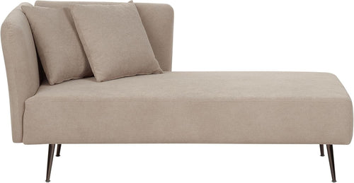 Modern Left Hand Beige Chaise Lounge Recliner with Cushions Polyester Fabric