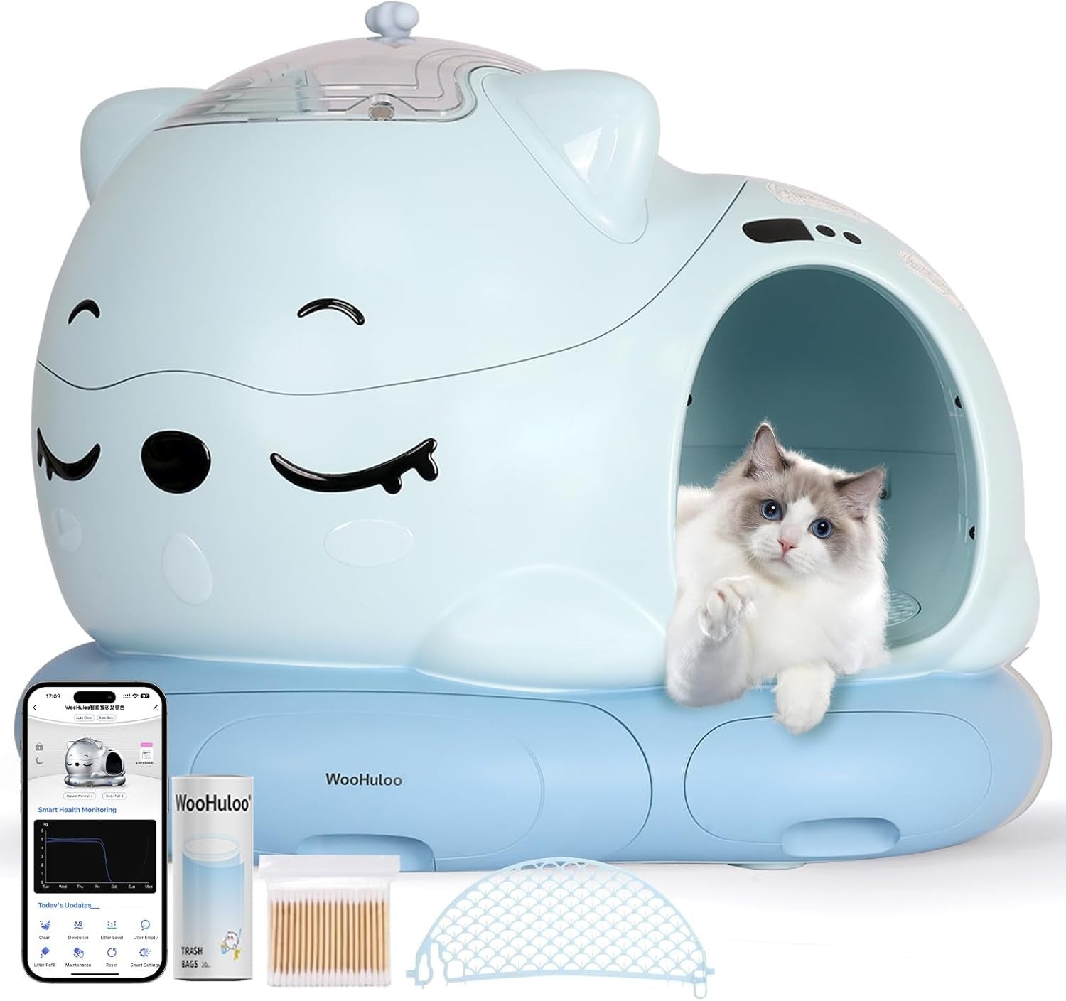 80L Self Cleaning Cat Litter Box APP Control XXL Multi Cat Toilet