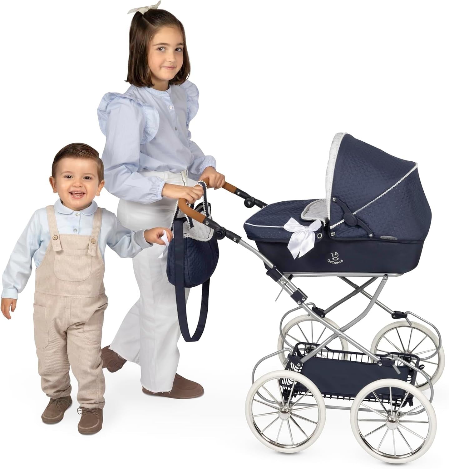 Vintage Dolls Pram Foldable Pushchair Adjustable Handle Classic Toy