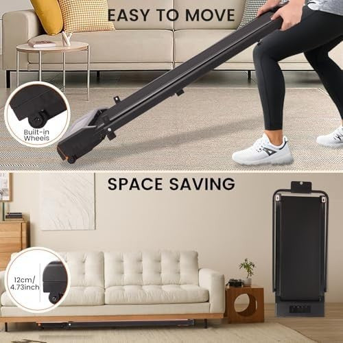3-in-1 Foldable Walking Pad Under Desk Treadmill w/ Handle 10km/h Home Fitness