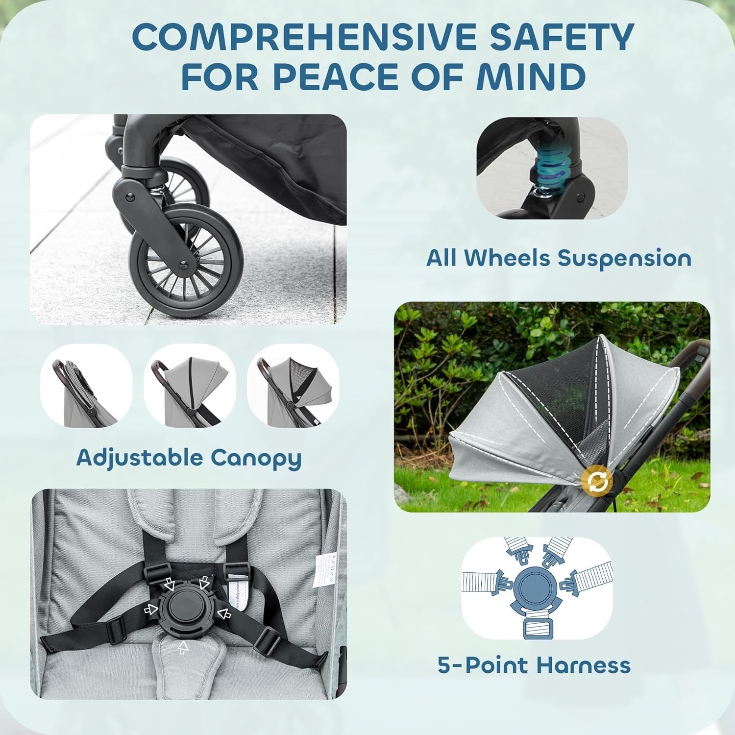 Lightweight Foldable Pushchair Stroller Newborn to 3 Years 6.3kg