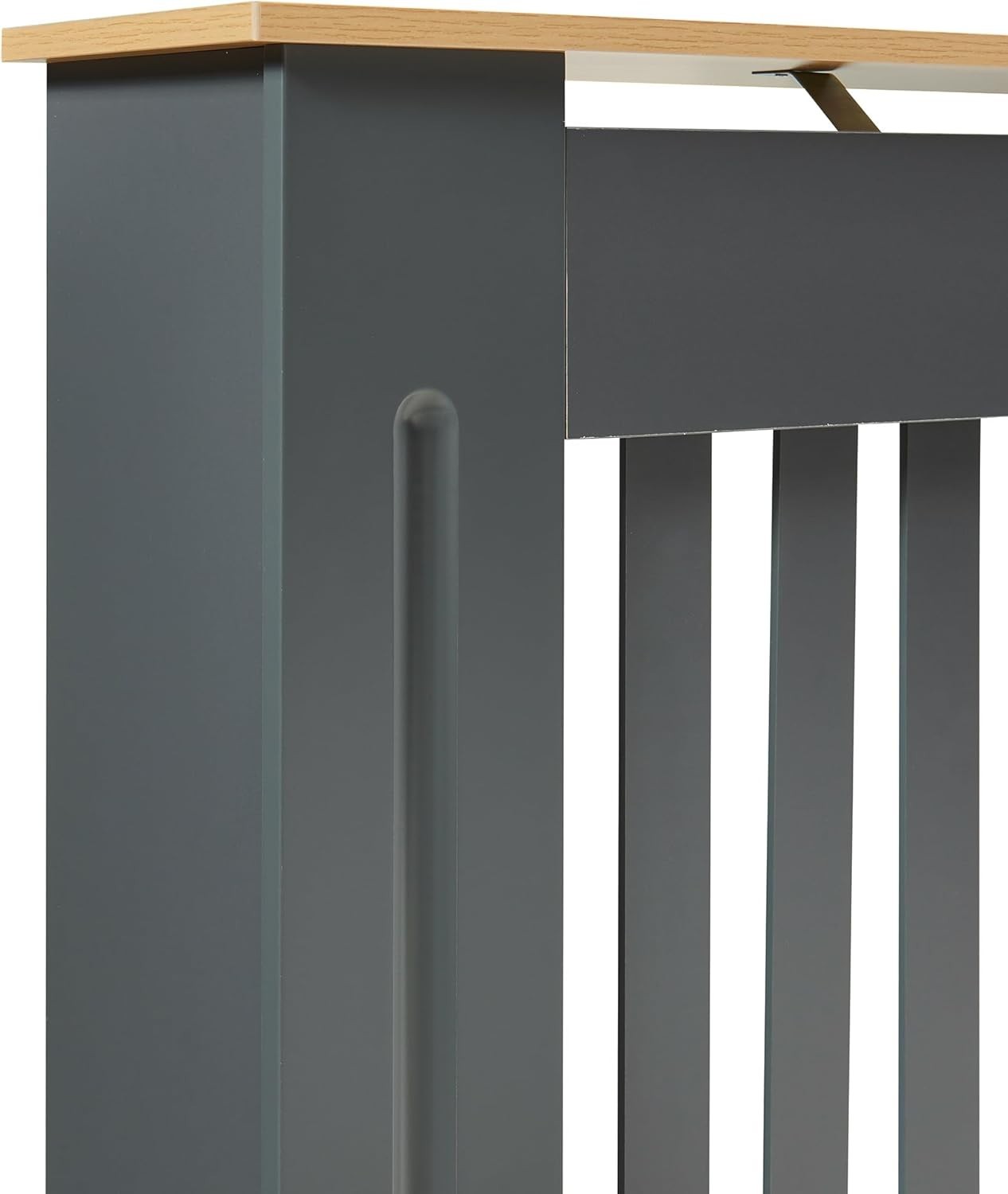Modern Grey Radiator Cover Small Slatted Wood Cabinet 78cm Heating Cover
